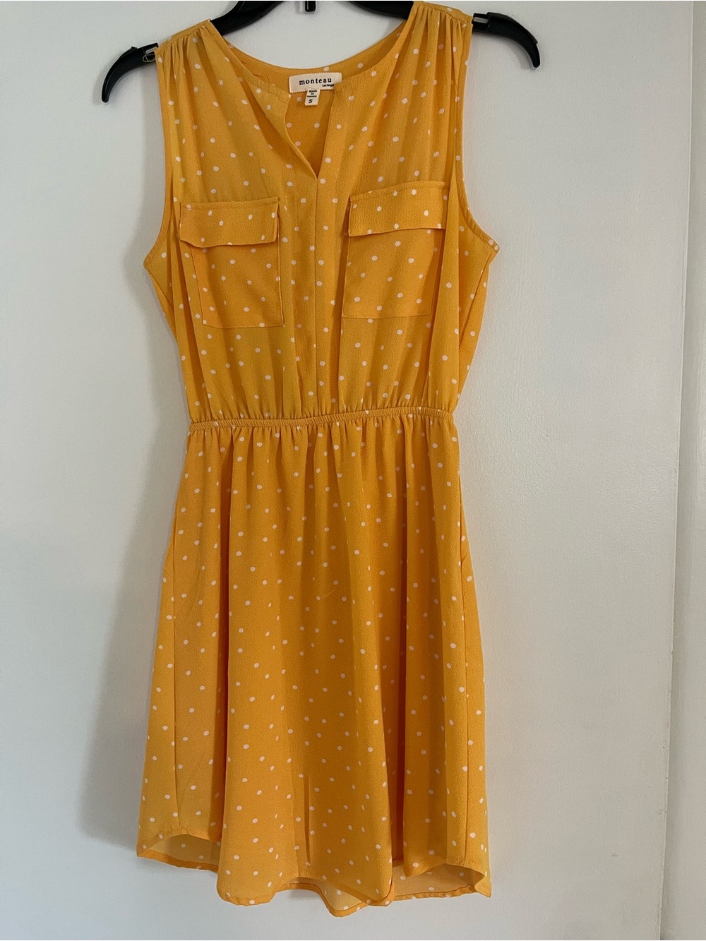 Monteau Yellow Polka Dot Sleeveless Dress Size Small
